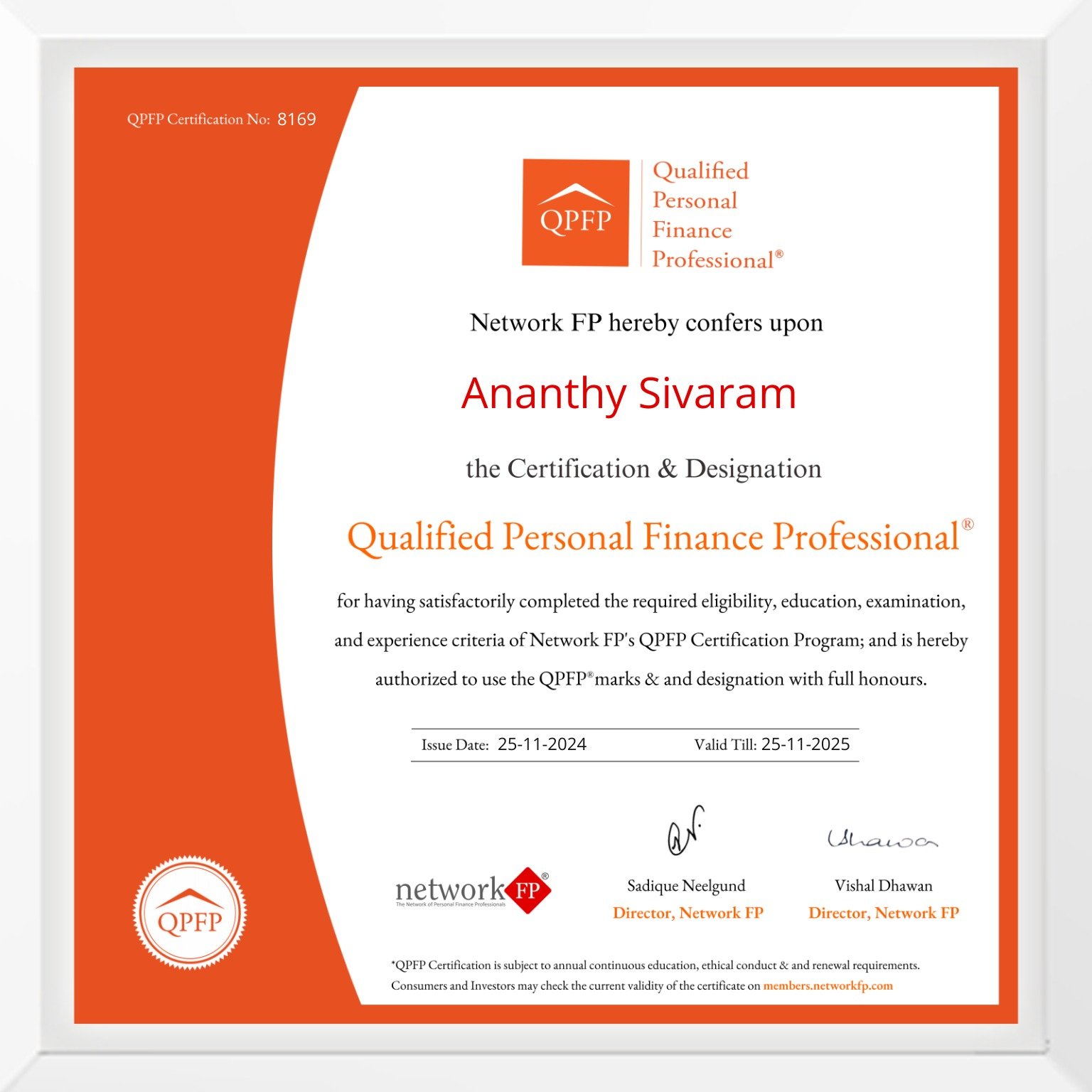 QPFP Certificate